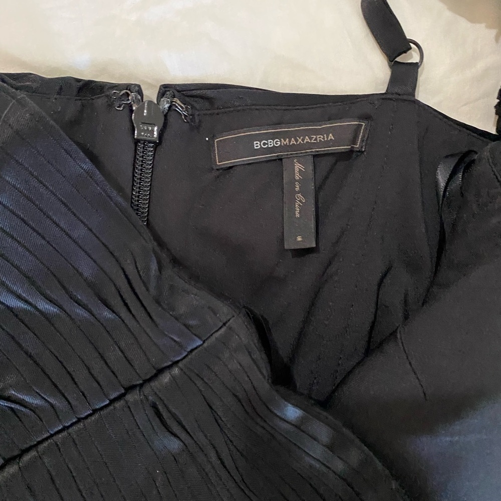 BCBGMAXZARIA black mini cocktail summer party y2K 1 shoulder strap goth dress - Picture 2 of 12
